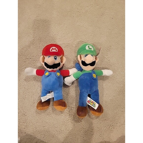 Super Mario Brothers Plush Toy. 2016 Mario, 2017 Luigi - 12" Nintendo Good Stuff - Picture 1 of 11